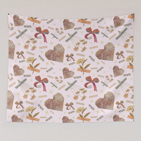 Item preview, Vintage Florals & Paper Hearts Seamless Pattern – Romantic Scrapbook Aesthetic Design designed and sold by Stella Maris Designs.