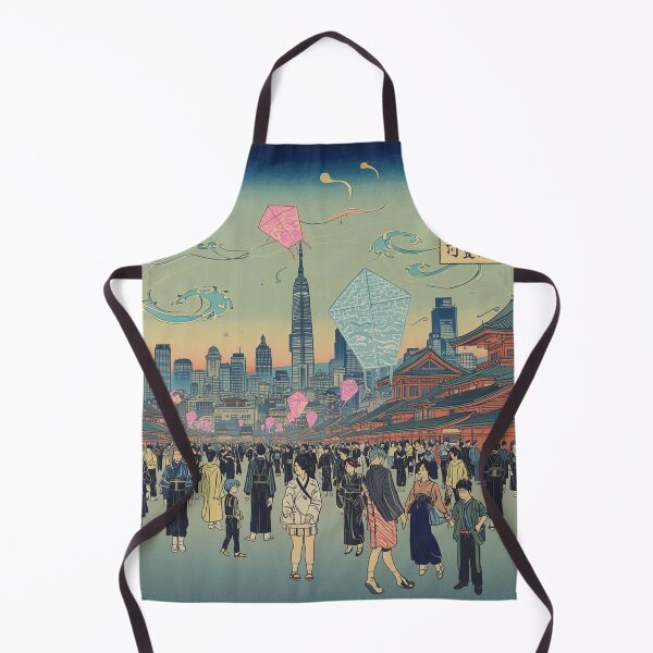 Item preview, Cyberpunk Ukiyo-e Kite Festival Futuristic Edo Japanese Art Print designed and sold by Vandy Fullam.