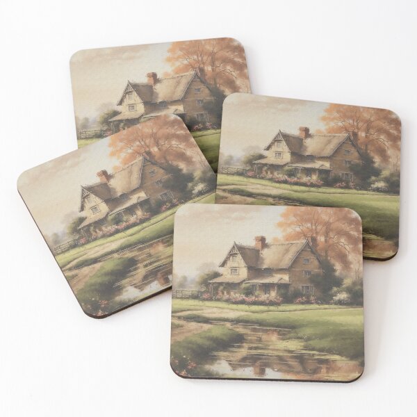 Item preview, Antique Country House - Woven Style Landscape Painting designed and sold by Teepot888.