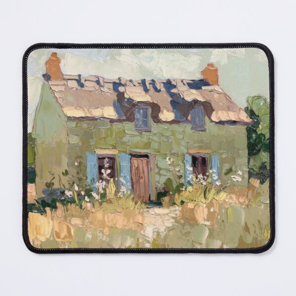 Item preview, French Country Stone House Painting | Rustic Countryside Wall Art designed and sold by CARRAANN.
