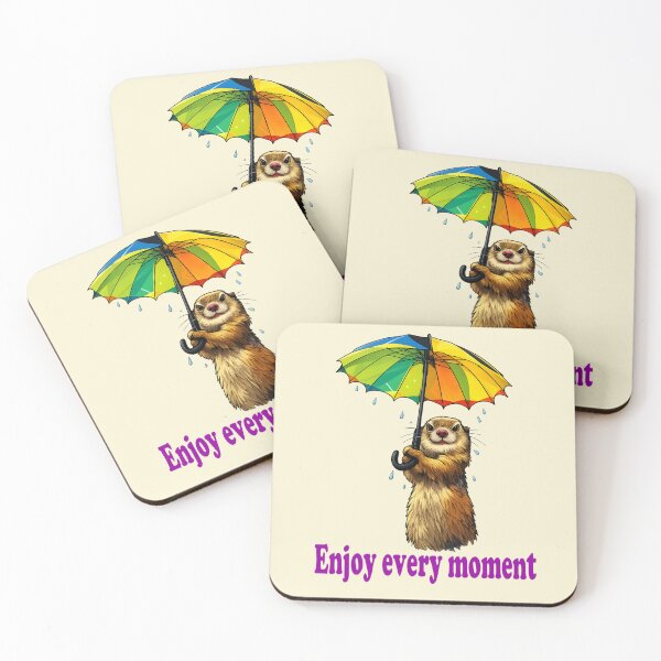 Item preview, Ferret with an umbrella. Enjoy every moment. designed and sold by Natart1004.