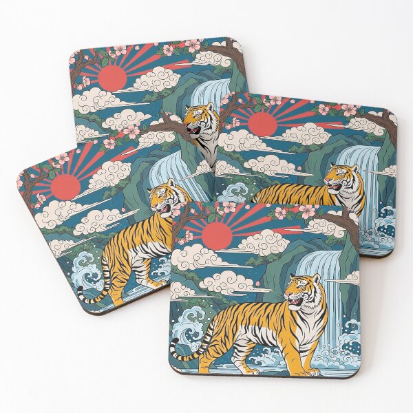 Item preview, Ukiyo-e Style Tiger Landscape Cherry Blossom designed and sold by SholoStudio.