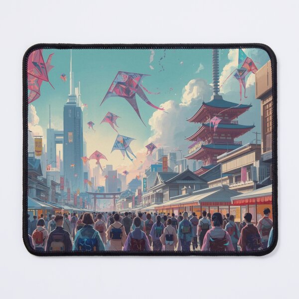 Item preview, Futuristic Edo Kite Festival Cyberpunk Ukiyo-e Japanese Woodblock Art designed and sold by Vandy Fullam.