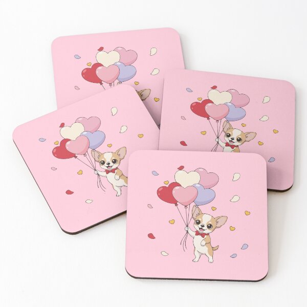 Item preview, Adorable Chihuahua Valentine’s Day Puppy with Heart Balloons Vector Illustration designed and sold by The Real Life Symphony.