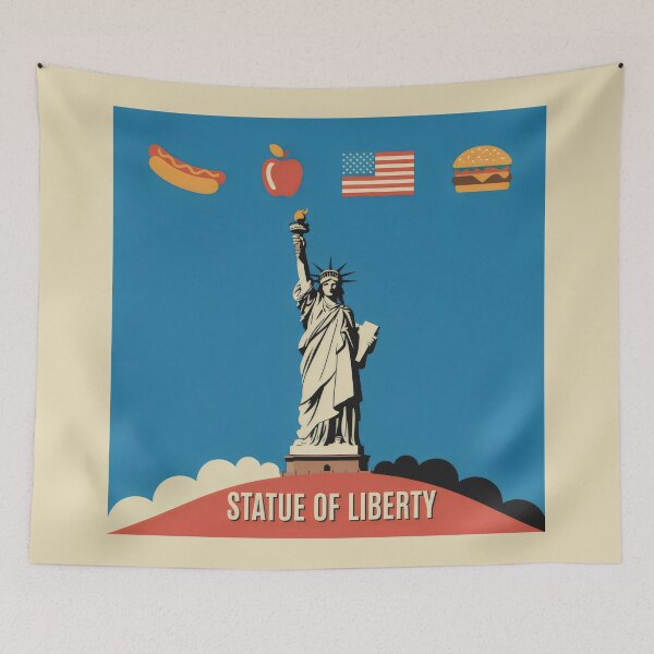 Item preview, American Liberty Symbols New York Landmark Skyline Icons Art designed and sold by SplashTastic.