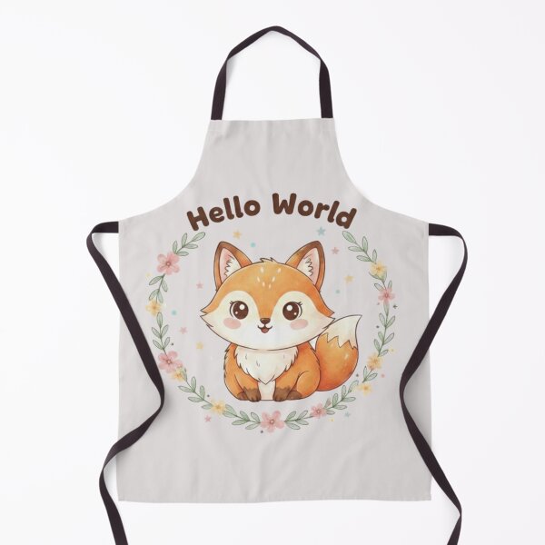 Item preview, Cute Watercolor Baby Fox Hello World Floral Wreath designed and sold by ValeriValera.