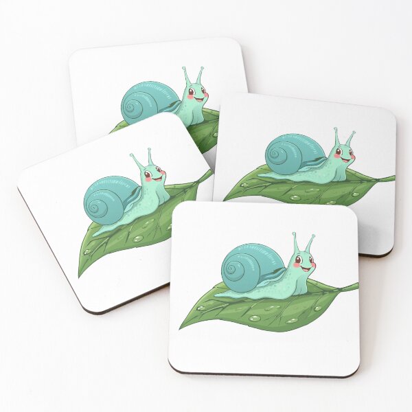 Item preview, Cute Smiling Snail on Leaf – Kawaii Nature Illustration designed and sold by Royalsticker.