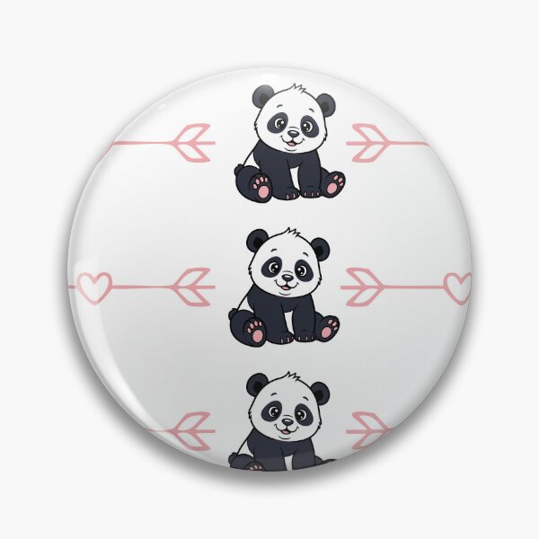 Item preview, Cute panda bear pattern with arrows and pink hearts on a white background designed and sold by lunadesignsmoon.