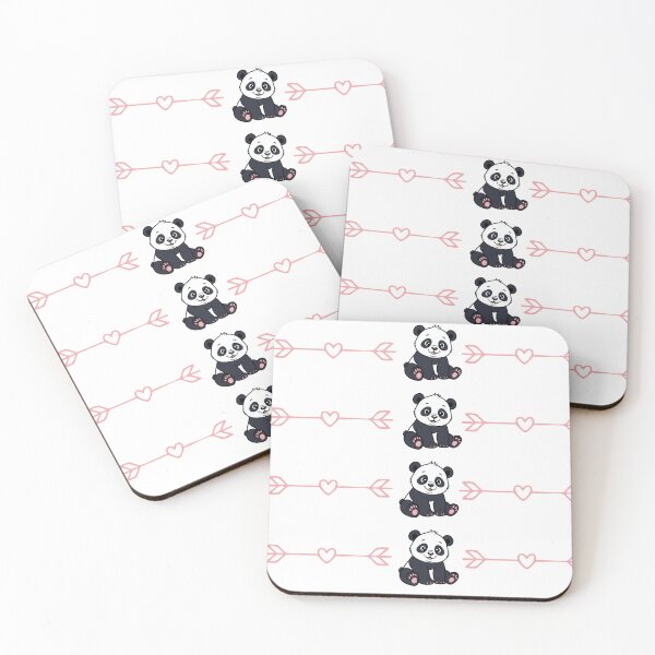 Item preview, Cute panda bear pattern with arrows and pink hearts on a white background designed and sold by lunadesignsmoon.