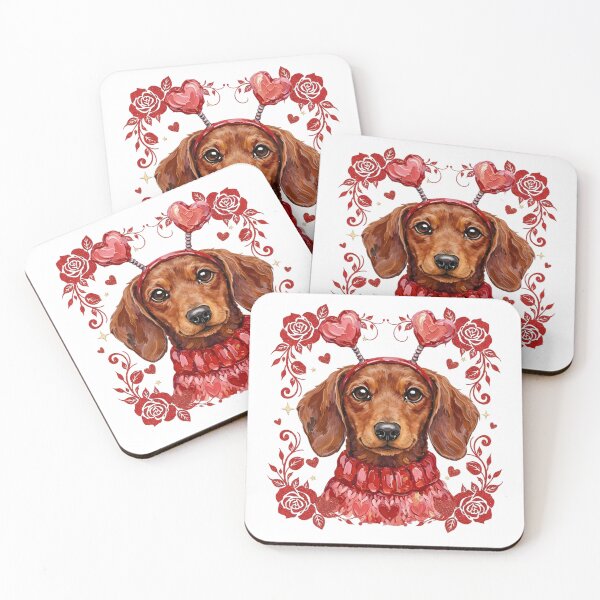 Item preview, Valentine Dachshund, Cute Dog Valentine Clipart, Trendy Valentine Dog Design designed and sold by DesignDenDo ⭐⭐⭐⭐⭐.