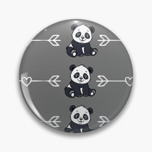 Artikelvorschau, Niedliches Panda-Bärenmuster mit weißen Pfeilen und Herzen auf dunkelgrauem Hintergrund entworfen und verkauft von lunadesignsmoon.