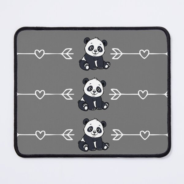 Item preview, Cute panda bear pattern with white arrows and hearts on a dark gray background designed and sold by lunadesignsmoon.