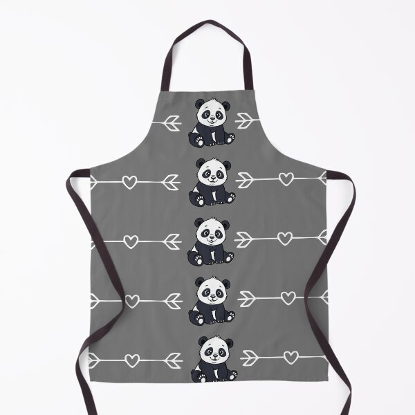 Item preview, Cute panda bear pattern with white arrows and hearts on a dark gray background designed and sold by lunadesignsmoon.