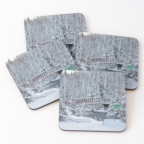 Item preview, Bridge crossing a river surrounded by snow-covered trees designed and sold by Bompychain.
