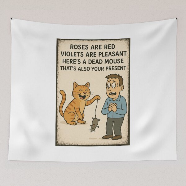 Item preview, Orange cat gives nervous owner a dead mouse as a gift designed and sold by WinnifredH.