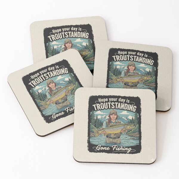 Item preview, Lady Fisherwoman who caught a Trout Fish - TROUTstanding  designed and sold by JW Best Life Ever Designs and More.