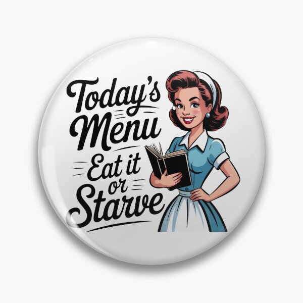 Item preview, Retro 1950s Waitress – Vintage Diner Kitchen “Today’s Menu: Eat It or Starve” Funny Vintage  designed and sold by Compass and a Camera.