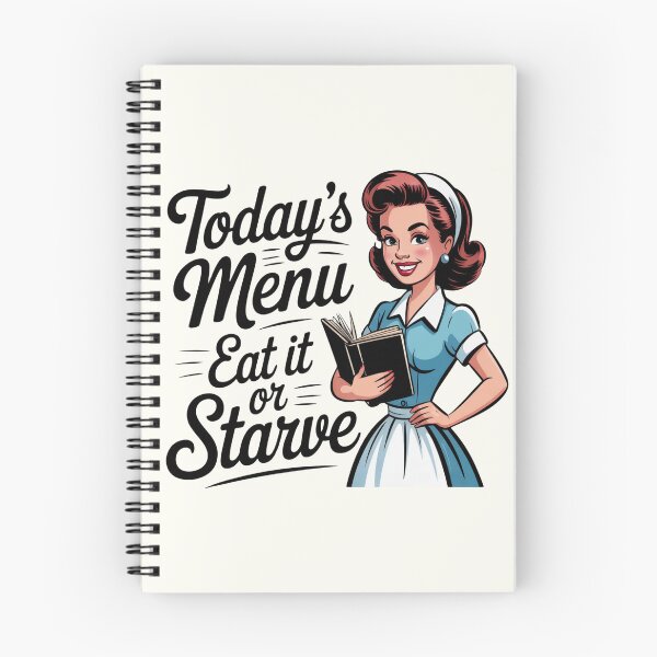 Item preview, Retro 1950s Waitress – Vintage Diner Kitchen “Today’s Menu: Eat It or Starve” Funny Vintage  designed and sold by Compass and a Camera.