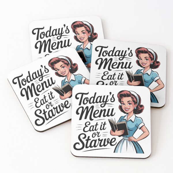 Item preview, Retro 1950s Waitress – Vintage Diner Kitchen “Today’s Menu: Eat It or Starve” Funny Vintage  designed and sold by Compass and a Camera.