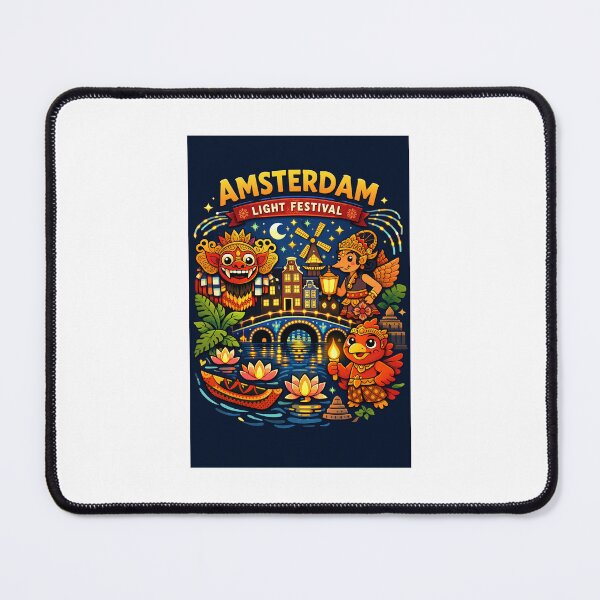 Item preview, Amsterdam Light Festival with Indonesian Barong & Batik – Cute Cultural Illustration designed and sold by AqilaGallery.
