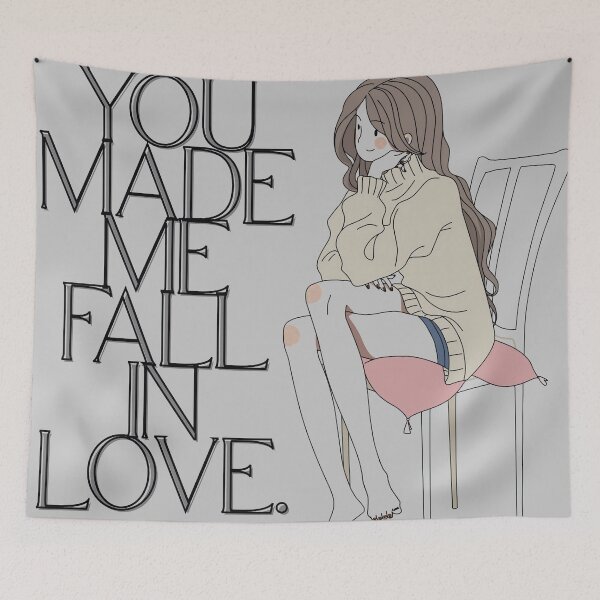 Item preview, You Made Me Fall In Love – Romantic Aesthetic Girl Illustration designed and sold by Adappai.