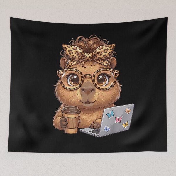 Item preview, Cute Leopard Capybara Coffee Funny Nerd Women Girls Kids Art for Men Women Kids , Capybara Gift Lover  designed and sold by DZIRI NAJAT.
