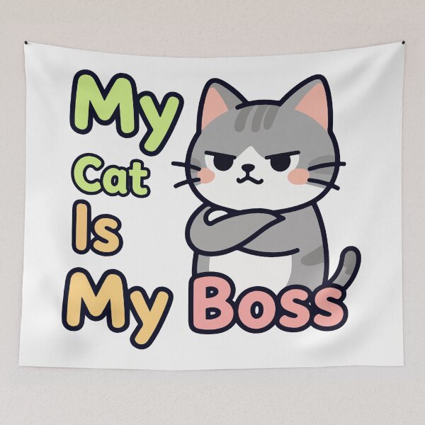 Item preview, My Cat Is My Boss Funny Cartoon Cat T-Shirt – Arrogant Cat Graphic Tee designed and sold by Design-Pro-21.