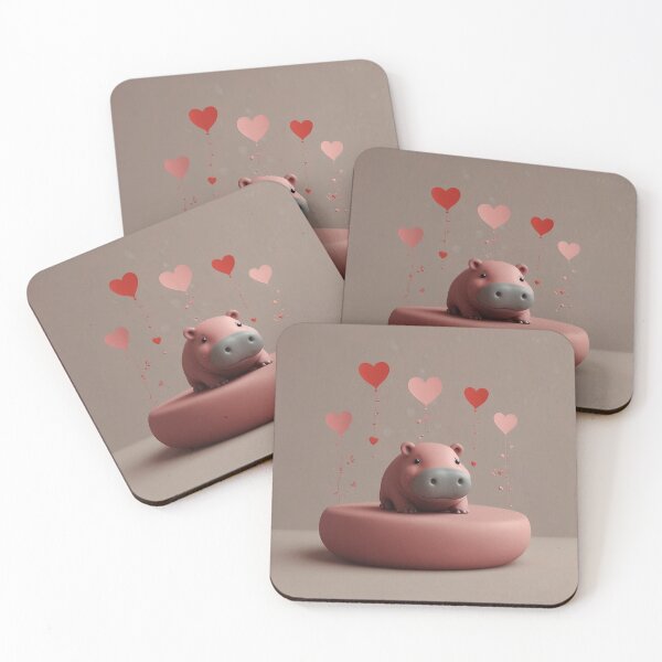 Item preview, Simple Valentine Hippo Artwork designed and sold by NeatThingLover.
