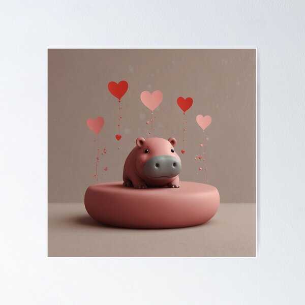 Artikelvorschau, Einfaches Nilpferd-Kunstwerk zum Valentinstag entworfen und verkauft von NeatThingLover.