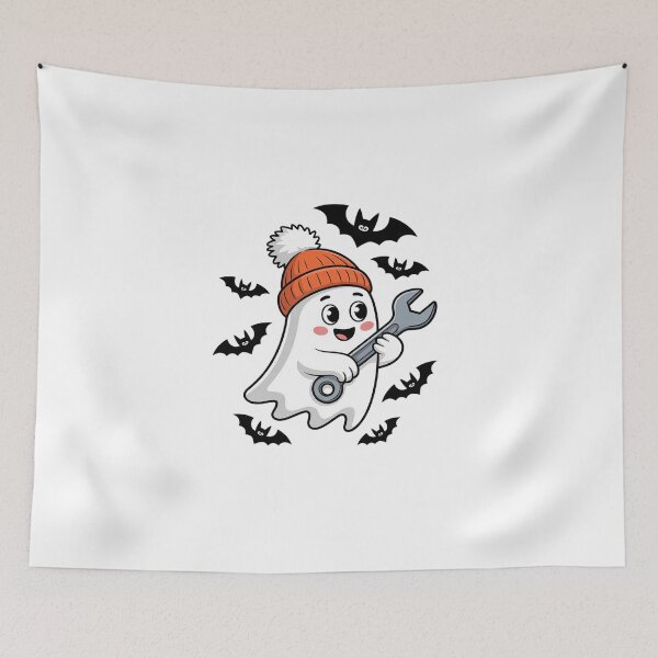 Item preview, Ghost Holding Wrench Mechanic Plumber Handyman Halloween designed and sold by DigitaldeligArt.