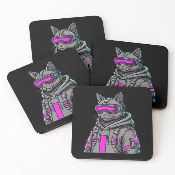 Item preview, Cyberpunk Cat Techwear Aesthetic Neon Pink designed and sold by Maclaw200d.
