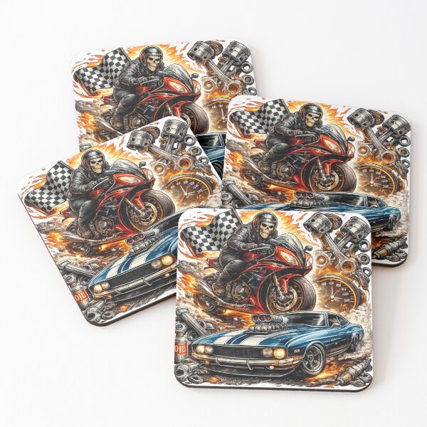 Item preview, Infernal Speed – Skull Biker, Motorcycle and Muscle Car on Fire designed and sold by 081ZONE.