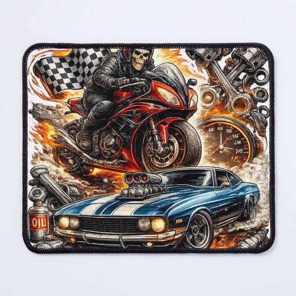 Item preview, Infernal Speed – Skull Biker, Motorcycle and Muscle Car on Fire designed and sold by 081ZONE.