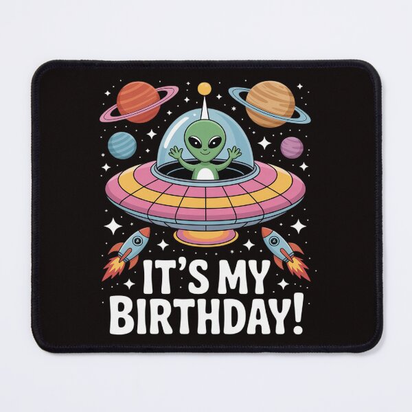 Item preview, It's My Birthday Cute Alien UFO Ship In Space Alien designed and sold by cherylbartlett.