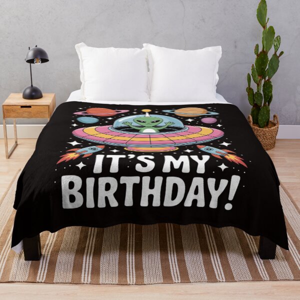 Item preview, It's My Birthday Cute Alien UFO Ship In Space Alien designed and sold by cherylbartlett.