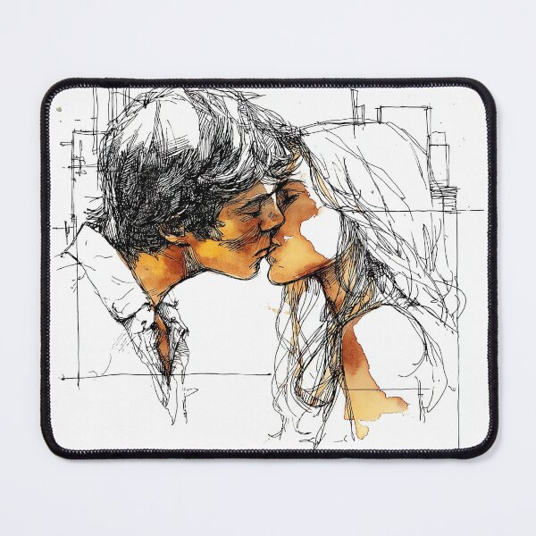 Item preview, Tender Kiss Sketch - Minimalist Romantic Line Art designed and sold by Banal25.