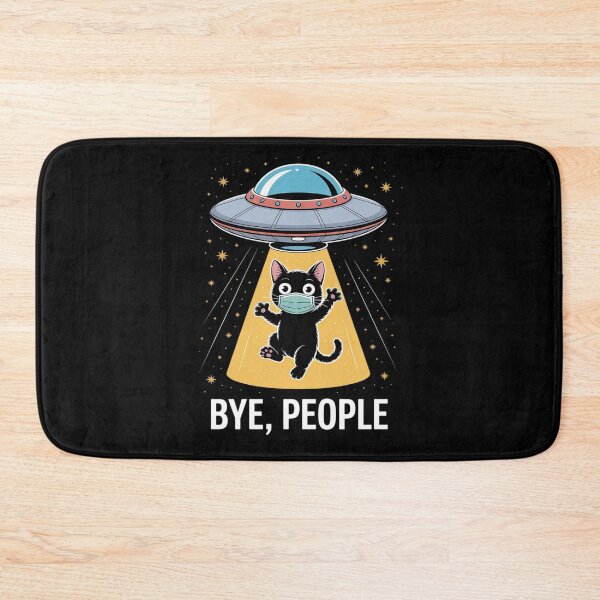 Item preview, Black Cat Face Mask Quarantine Gift UFO Bye People designed and sold by KristieRamsey.