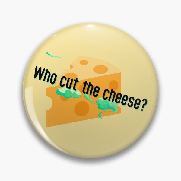 Item preview, Who Cut The Cheese Funny Colorful Text Orange Blue Black Stickers Home Decoration Hat TShirt Coffee Cup Print Tops Notebook Work School Office Gift Silly Redbubble Shop designed and sold by Saritas Boutique Shop.