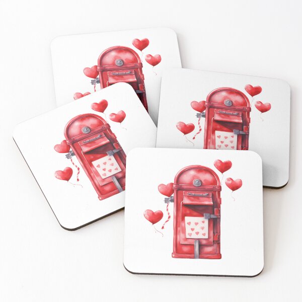 Item preview, Red Postbox with Heart Balloons designed and sold by MKDSN.
