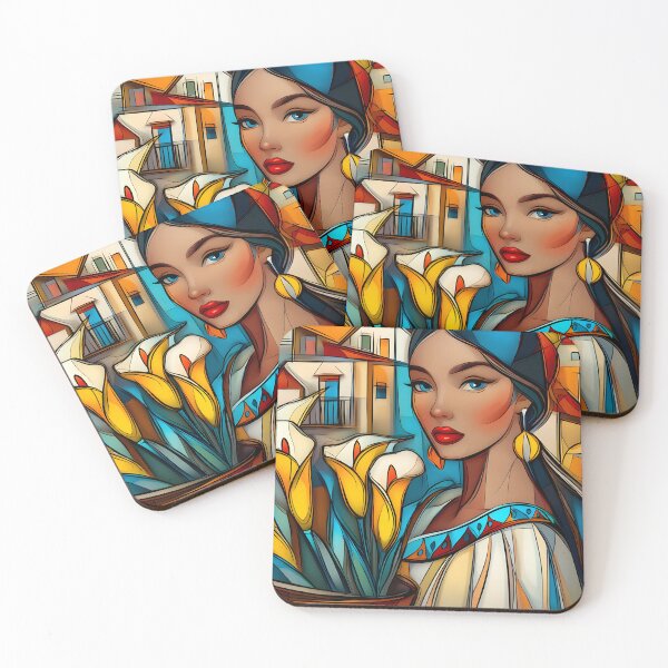 Item preview, Colorful Woman with Flowers and Abstract Background designed and sold by Artessie.