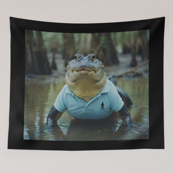 Item preview, Vintage Alligator in a Blue Shirt – Deadpan Analog Animal Photography designed and sold by Otaku Style.