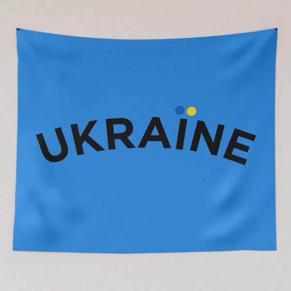Item preview, Ukraine Bold Text Blue Yellow Dots Ukrainian Flag Simple Design designed and sold by cabana.space.