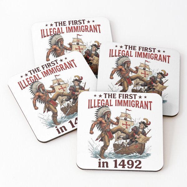 Item preview, The First Illegal Immigrant 1492 – Dark Satirical History Art designed and sold by GorinART.