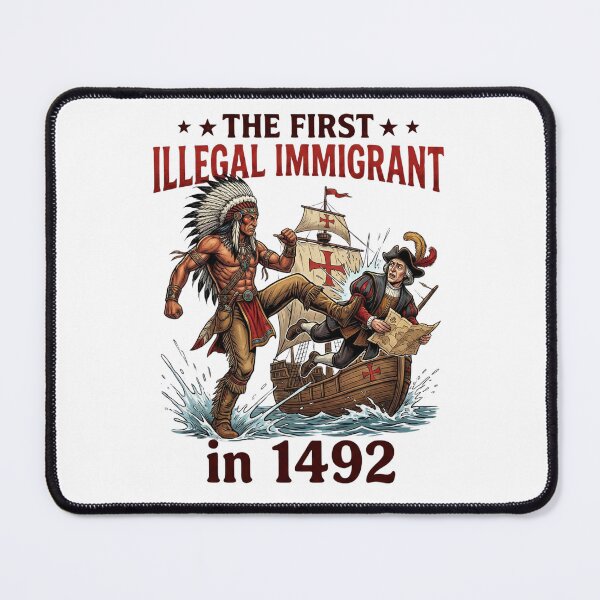 Item preview, The First Illegal Immigrant 1492 – Dark Satirical History Art designed and sold by GorinART.