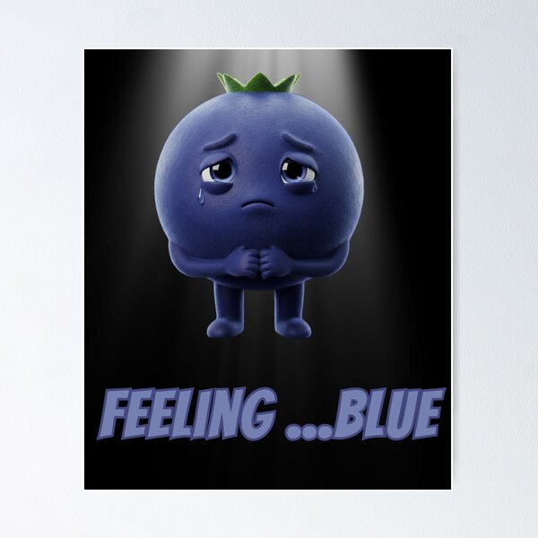 Item preview, Feeling Blue Blueberry - Cute Sad Moody Fruit designed and sold by Anyshca.