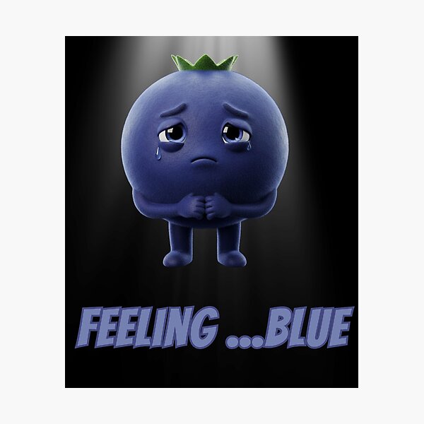 Item preview, Feeling Blue Blueberry - Cute Sad Moody Fruit designed and sold by Anyshca.