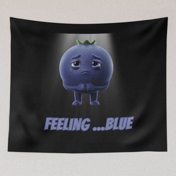 Item preview, Feeling Blue Blueberry - Cute Sad Moody Fruit designed and sold by Anyshca.