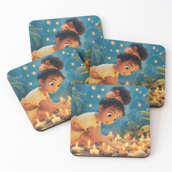 Item preview, Girl Lighting Candles in a Lush Magical Setting designed and sold by Artessie.
