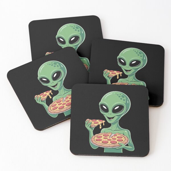 Item preview, Alien Head Eating Pizza UFO Extraterrestrial designed and sold by KristieRamsey.