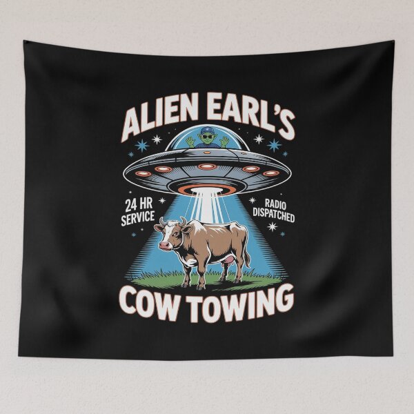 Item preview, Alien Earl's Cow Towing Funny UFO Farm Cow designed and sold by KristieRamsey.